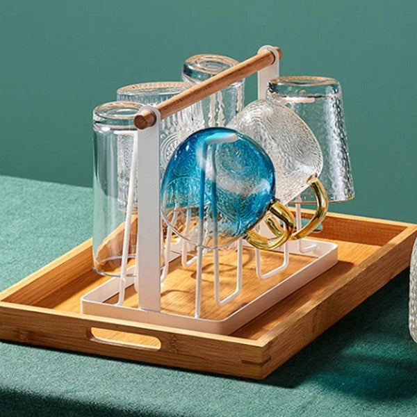 Bottle Cup Hanging Drying Rack Water Organizer Drinking Glass Containers with Ends Hooks