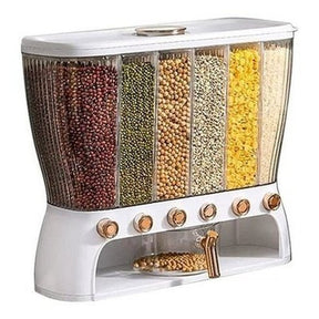 26 LB Rice Dispenser Storage Cereal Beans Container 6 Grids Grain Dispenser with Measuring Cup and Lid Airtight Design. Food Storage: Food Storage Containers.