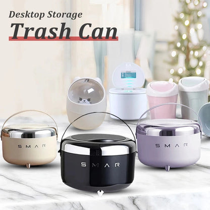 Mini Trash Can with Lid, Office Wastebasket, Creative Storage Bucket