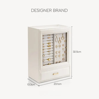 Luxury Leather Jewelry Organizer with Drawers