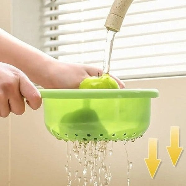 Double-Layer Vegetable & Fruit Strainer with Storage