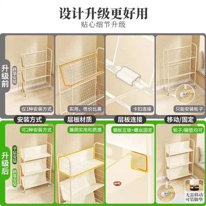 Bookshelves, Floor-to-Ceiling Mobile Carts, Simple Multi-layer Wrought Iron Cabinets