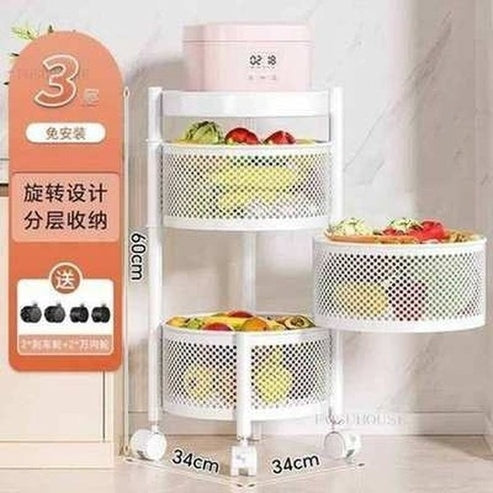 Multipurpose Rotating Kitchen Trolley with Wheels