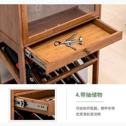 Bamboo With Door Red Wine Rack Landing Wine Bottle Stand Household Wine Cabinet Display Rack Upside Down Cup Holder. Type: Household Storage Drawers.