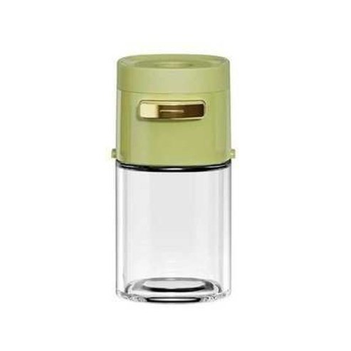 Quantitative salt shaker with push button dispenser