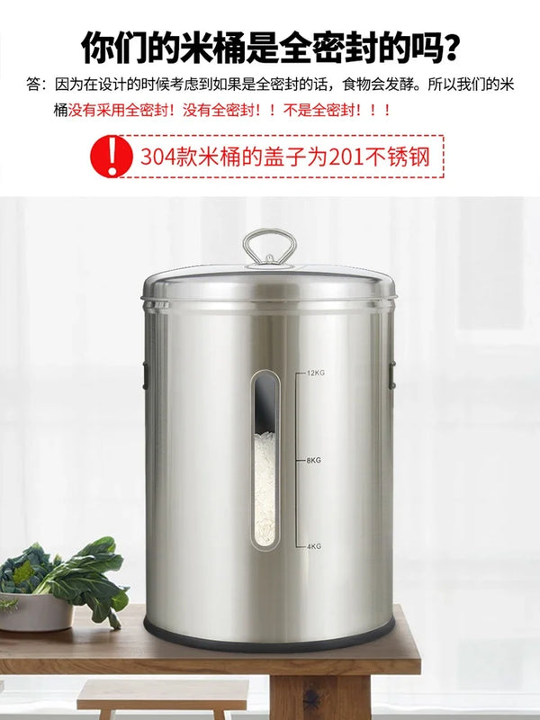 Stainless Steel Rice Storage Bucket