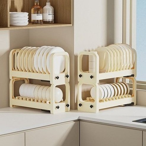 Bowl and Dish Storage Rack, Multifunctional Adjustable Tableware Rack, Kitchen Countertop, Pull-out and Drainage Dish Holder Rack. Dish Racks and Drain Boards