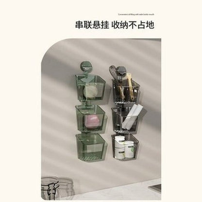 Wall Hanging Home Sundries Suction Cup Storage Basket, Storage Rack, Kitchen Wall Mounted Storage Device, No Punching Ginger. Type: Household Storage Containers.