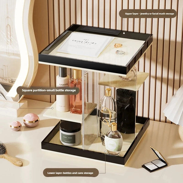 Acrylic Cosmetic Organizer Box, Rotatable Bathroom Storage Rack