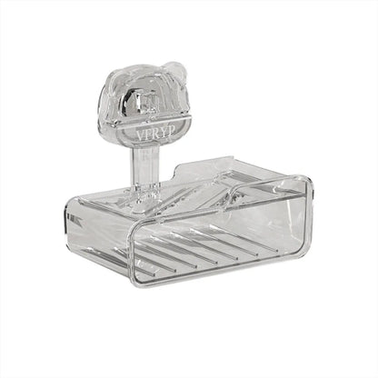 Suction Cup Punch-free Bear Soap Box, Wall-mounted Household Toilet Soap Storage Rack