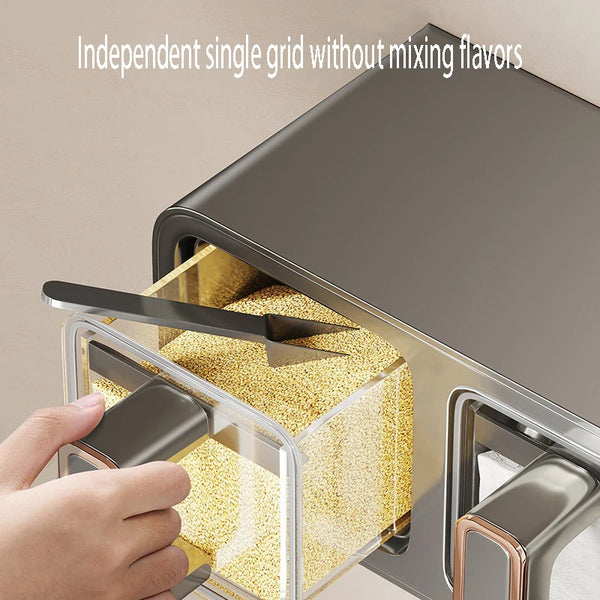 Wall-mounted Kitchen Salt Condiment Storage Box Seasoning Jar Set