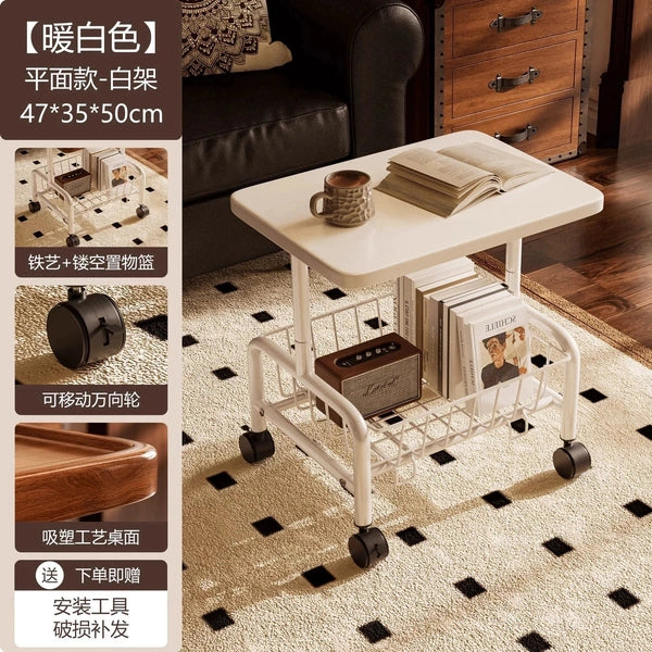 Movable Sofa Side Table – Living Room Coffee Table, Bedside Shelf