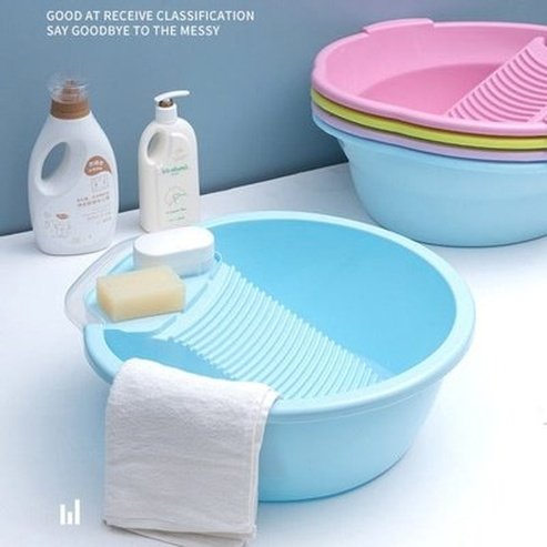 Thickened Washing Board Plastic Washtub with Washboard Laundry Tub Washtub Washing Baby Clothes Washing Board Cleaning Tools. Laundry Supplies.