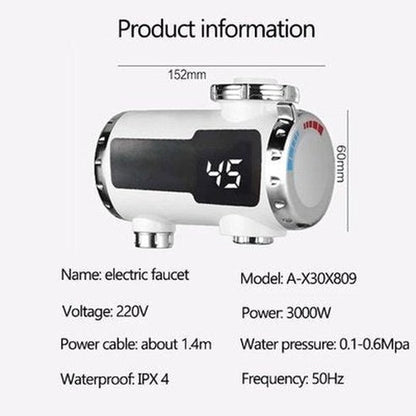 3000W Electric Water Heater Instant Heating Faucet Hot and Cold Double Outlet Electric Tap Temperature Display Kitchen Bathroom. Type: Faucet Accessories.
