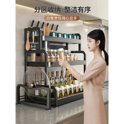 Kitchen Shelf Seasoning Table Multifunctional Household Seasoning Salt Seasoning Jar Storage Box Shelf