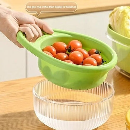 Double-Layer Vegetable & Fruit Strainer with Storage