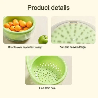 Double-Layer Vegetable & Fruit Strainer with Storage