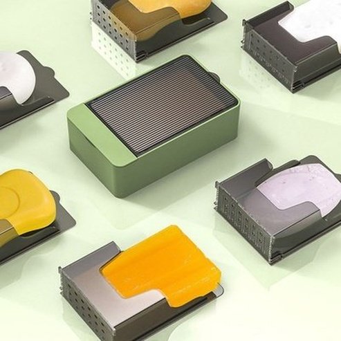 Wall Mounted Flap Type Luxury Lightweight Soap Box Punch-Free Bathroom Storage Rack Portable Soap Dish with Detachable Drawer