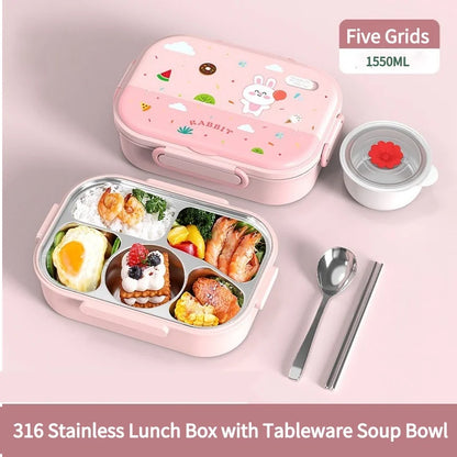 316 Stainless Steel Insulated Lunch Box for Children's