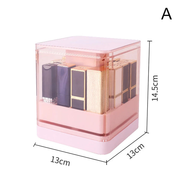 Grids Press Lift Lipstick Storage Box Press to Open Transparent Lip Glaze Holder