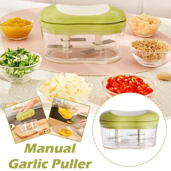 Portable One-Handed Pushable Telescopic Garlic Slicer with Steel Blade