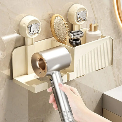 Plastic Suction Cup Hair Dryer Holder, Punch-free Space Saving Hair Dryer Storage Rack