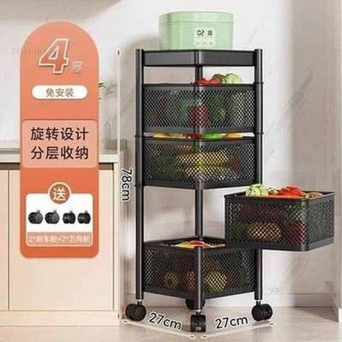 Multipurpose Rotating Kitchen Trolley with Wheels