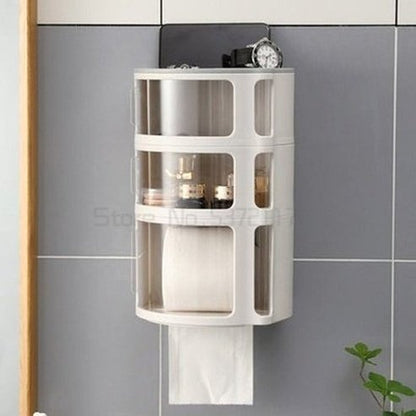Modern Simple Multifunctional Shelf Creative Sliding Door Tissue Box Wall Mounted Plastic Shelf Stackable