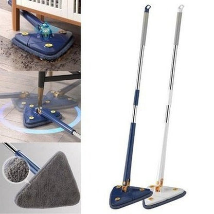 360° Rotary Triangular Shaped Self-Wringing Floor Mop, Upgrade Extendable Cleaning Mop, Reusable Spin Mop, For Floor, Ceiling, Wall, Car Window. Household Cleaning