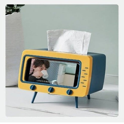 Original TV Tissue Box Paper Holder Dispenser Napkin Organizer Box with Mobile Phone Holder for Car Home Room. Bathroom Accessories. Type: Facial Tissue Holders
