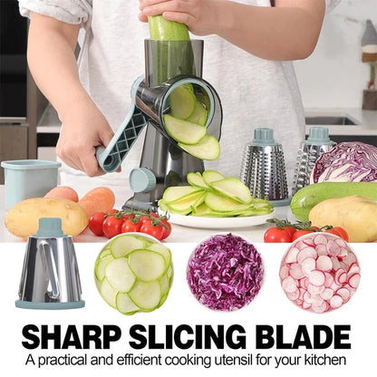 3 in 1 Rotary Cheese Grater, Versatile Manual Vegetable Slicer