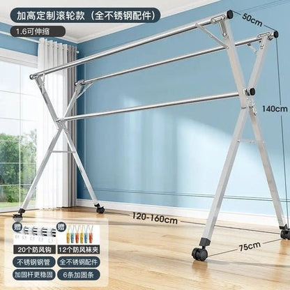 Telescopic Stainless Steel Drying Rack for Indoor & Outdoor Use