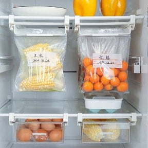 Kitchen Organizer Refrigerator Preservation Ziploc Bag Storage Rack Household Artifact No Drilling Telescopic Hanging Shelf. Food Storage: Food Storage Bags.