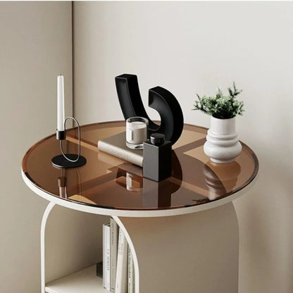 Movable Circular Bedside Table – Simple and Modern Tea Table