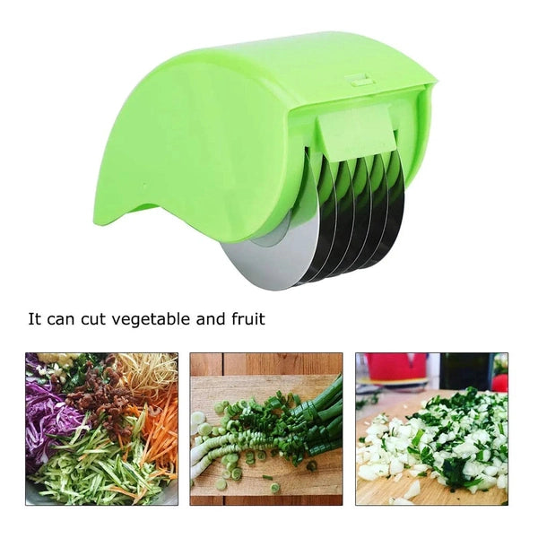 Parsley Chopper Roller, Manual Scallion Cutter with 6 Stainless Steel Blades