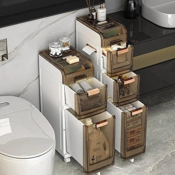 Multi-Layer Floor-to-Ceiling Storage Cabinet | Versatile Kitchen & Bathroom Organizer