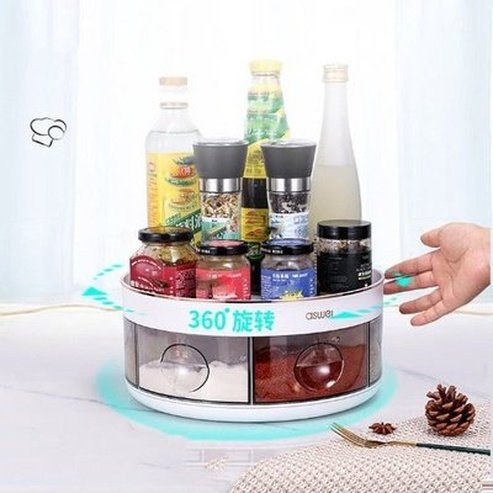 plastic round rotating spice organizer rack seasoning storage rack rotating organizer round shelf spice tray. kitchen organizers. type: spice organizers.