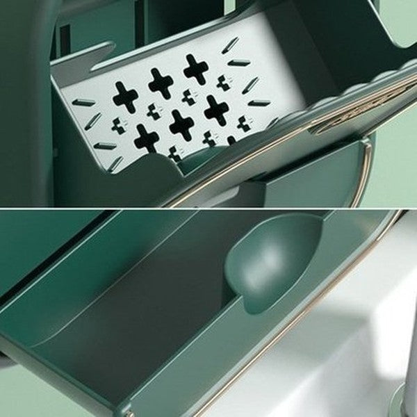 Wall-mounted Drain Soap Box Creative Flip-top Type Soap Boxes Multifunctional Drawer Soap Dish Rack. Bathroom Accessories. Type: Soap Dishes & Holders.