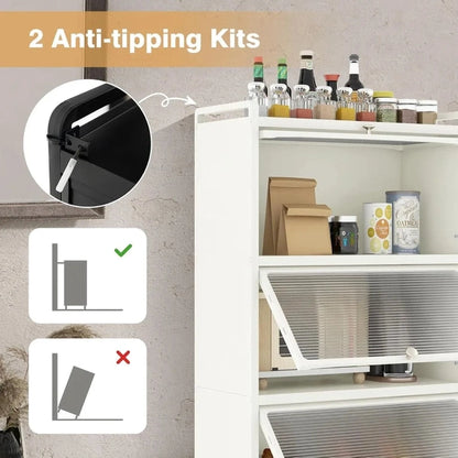 Mobile Microwave Stand with Flip-up PC Doors | Freestanding 5-Tier Kitchen Rack
