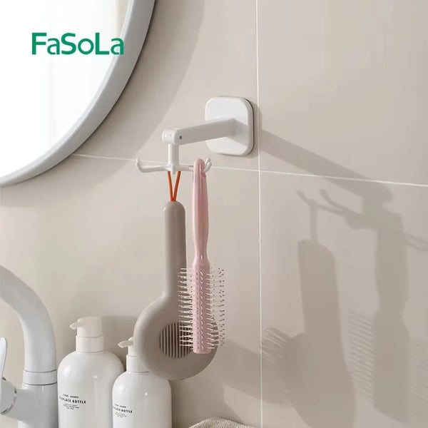 360 Degrees Rotating Folding Hook Kitchen Utensil Rack, Self-Adhesive Storage Holder