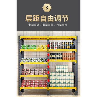 Black and Yellow Shelves, Warehouse Commercial Balcony Storage Shelves