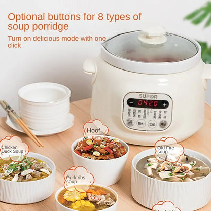 3L Electric Stewpot with Ceramic White Porcelain Inner Pot