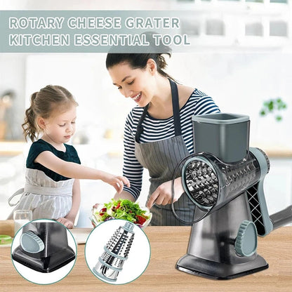 3 in 1 Rotary Cheese Grater, Versatile Manual Vegetable Slicer