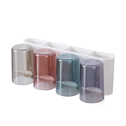 Toothbrush Cup Mouthwash Wall-mounted Bathroom Punch-free Wall-mounted Storage Rack