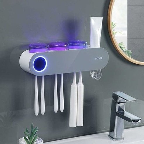 ECOCO Solar Ultraviolet Toothbrush Holder Automatic Toothpaste Squeezer Dispenser Toothbrush Disinfector. Bathroom Accessories. Type: Toothbrush Holders.