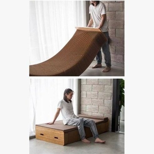 Expandable Durable Pressboard Cardboard Bed Creative Kraft Paper Folding Bed Bedroom Furniture Single Folding Guest Bed Folding Bed With Thick Memory Foam