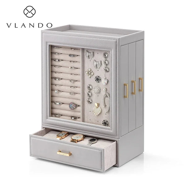 Luxury Leather Jewelry Organizer with Drawers