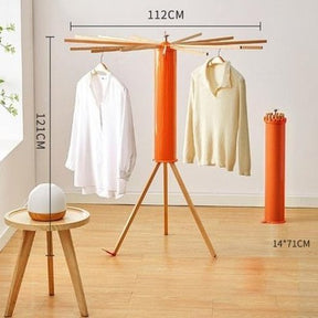 Solid Wood Foldable Floor Drying Rack Clothes Hanger