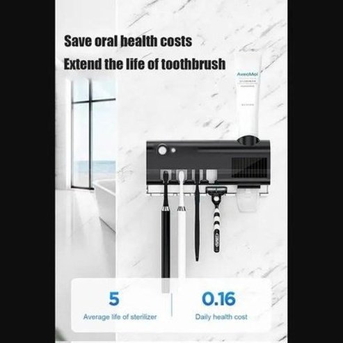 xiaomi youpin uv toothbrush holder toothpaste dispenser solar energy bathroom toothbrush storage box. bathroom accessories: toothbrush holders. brand: xiaomi 