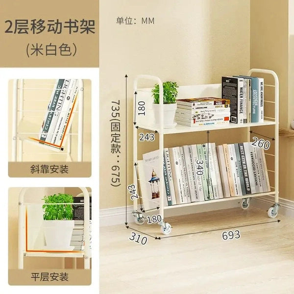 Bookshelves, Floor-to-Ceiling Mobile Carts, Simple Multi-layer Wrought Iron Cabinets